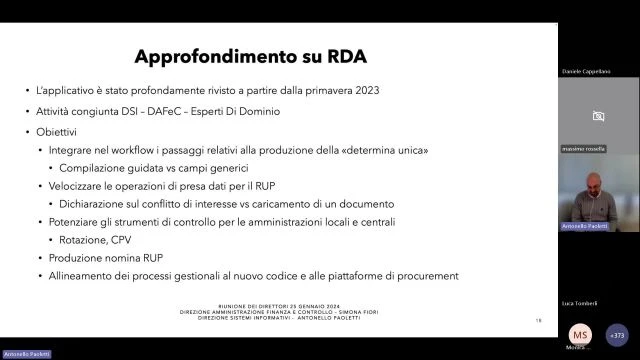 Presentazione nuove funzionalità di RDA - affidamento diretto